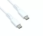 Cable de carga USB tipo C a C, blanco, 1,5 m 2x enchufe USB tipo C, 60 W, 3 A, DINIC polybag